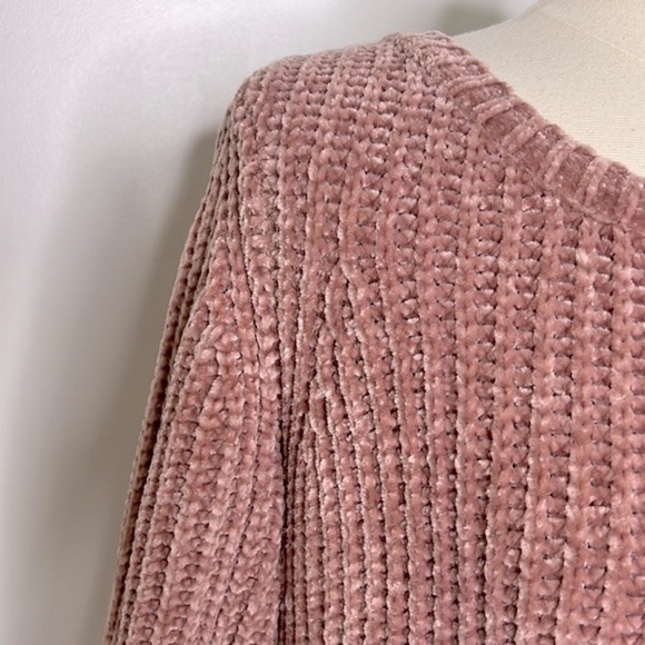 BB Dakota light Pink Smooth Sailing Crewneck Chenille ribbed knit Sweater - Picture 3 of 10